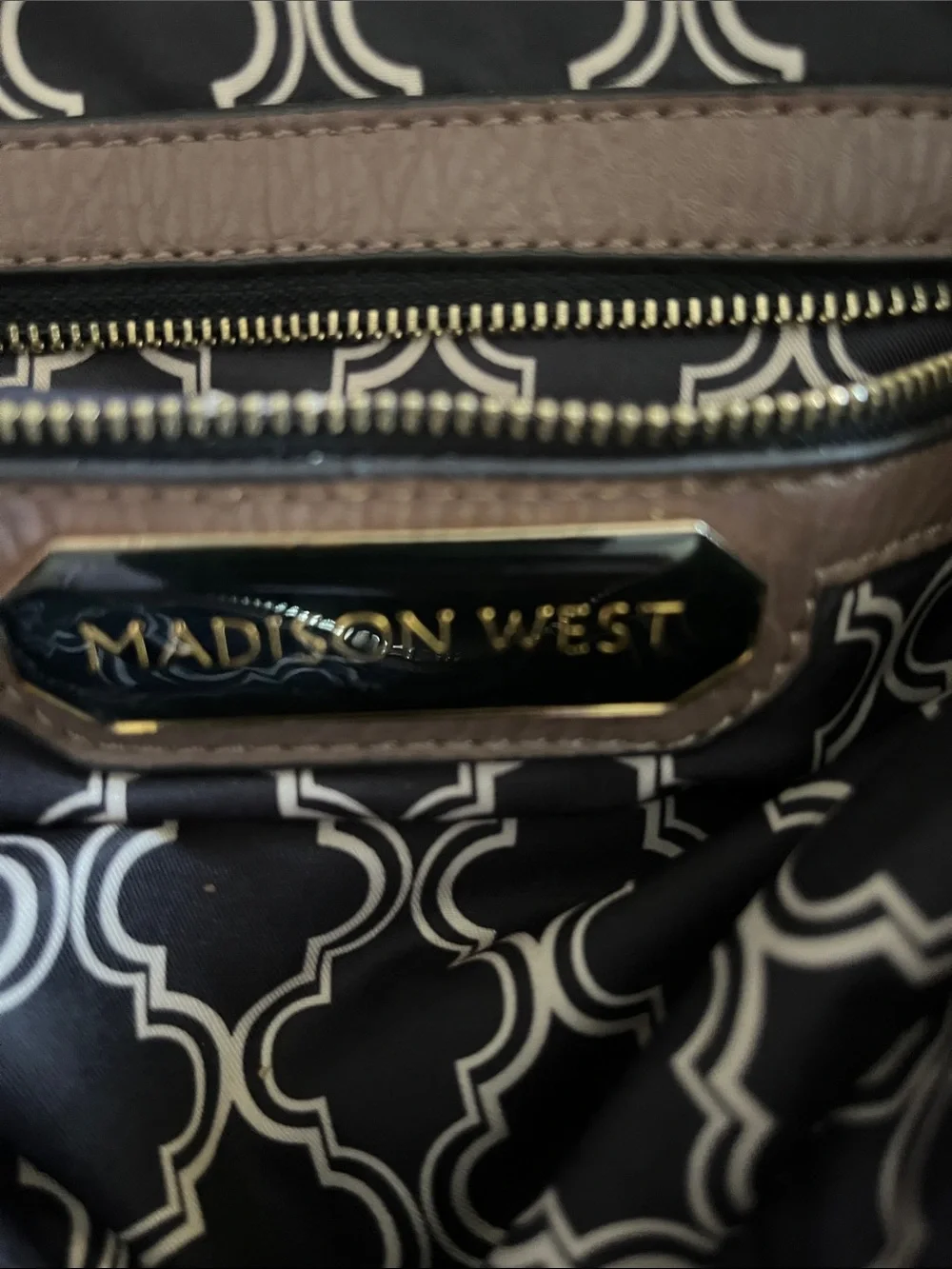 Woven Leather Satchel in Taupe